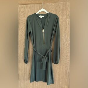Michael Kors long-sleeve, olive green dress